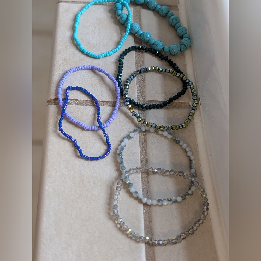 Stackable crystal beaded Bracelets turquoise jewelry